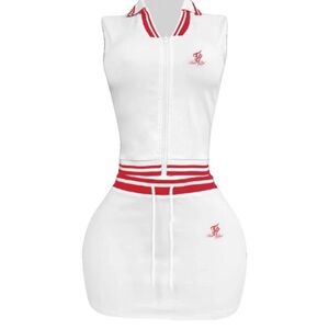 Stylish White and Red Mini Dress